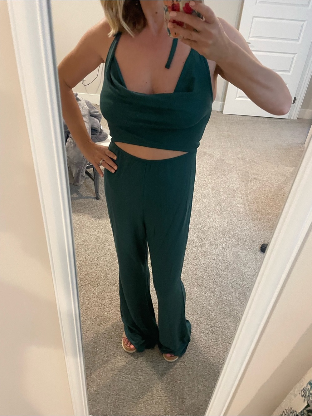 Easel Teal Sleeveless Jumpsuit